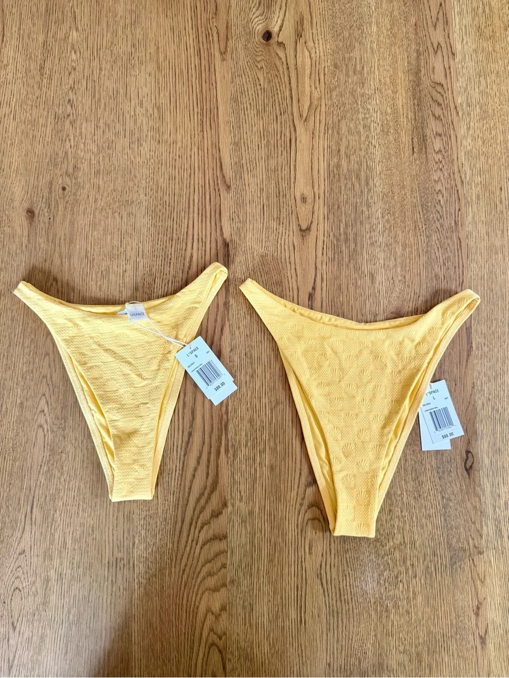L*Space Leilani Bikini Bottom Yellow Textured Shell Sizes S and L NWT